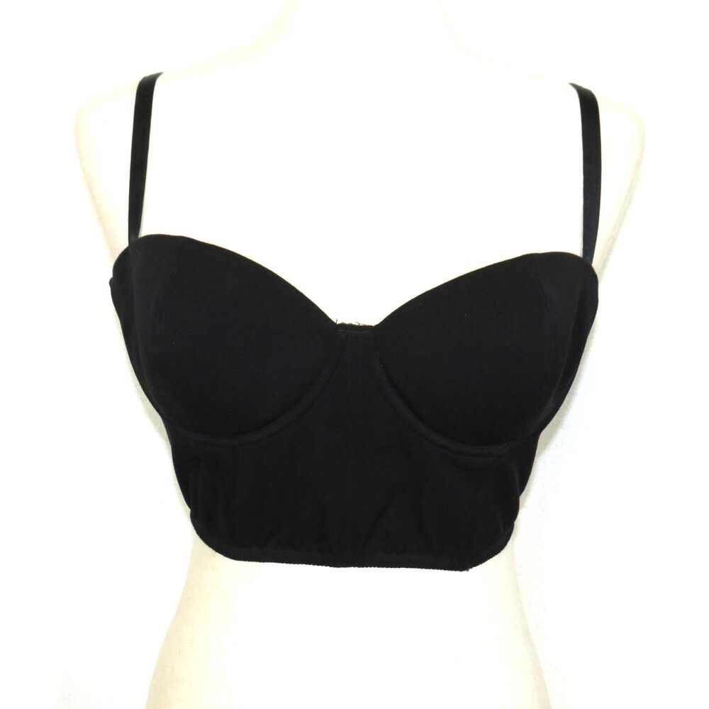 Fleur Du Mal Black Cropped Bustier Tank Top Size Large - Picture 4 of 9